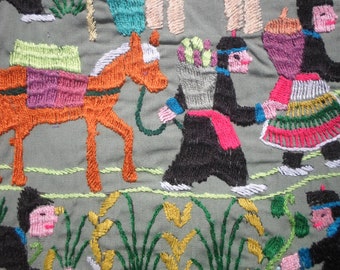 Hmong Story Cloth, Hmong Folk Art Textile, Hand Made Embroidered Textile, Hmong Textile , Tribal Textile