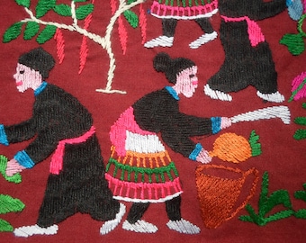 Hmong Story Cloth, Hmong Folk Art Textile, Hand Made Embroidered Textile, Hmong Textile , Tribal Textile