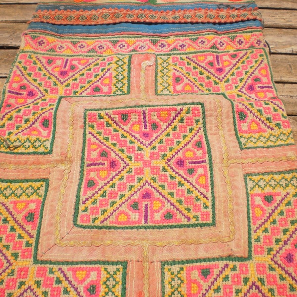 Embroided Tribal Textile Panel By The Hmong Hilltribe People