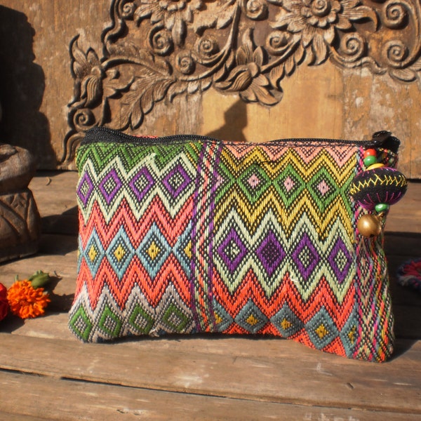 Embroidered Textile Purse Made From Upcycled Karen Hilltribe Textile