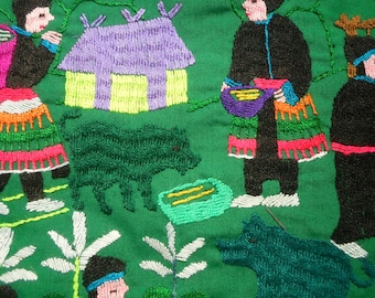 Hmong Story Cloth, Hmong Folk Art Textile, Hand Made Embroidered Textile, Hmong Textile , Tribal Textile