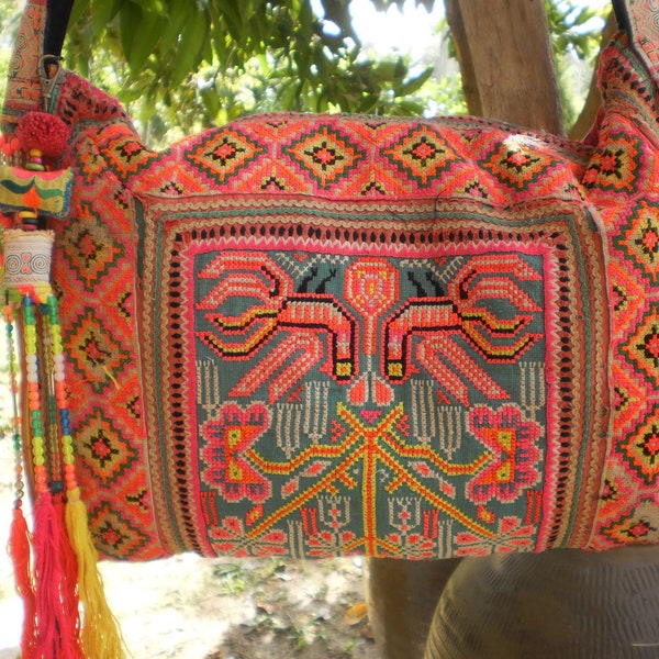 Tribal Vintage  Hmong Bag Made With Upcycled Hmong  Hilltribe Textile