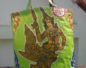 Shopping Tote Bag, Up Cycled From Rice Sacks, Thai Recycled Bag,Up Cycled Shopping Bag