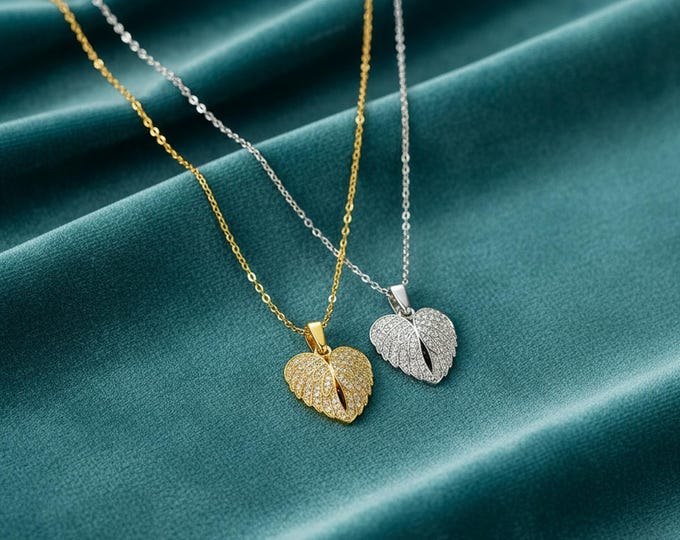 Personalized Angel Wings Necklace, Engraved Heart Pendant, Remembrance Jewelry, Sympathy Keepsake