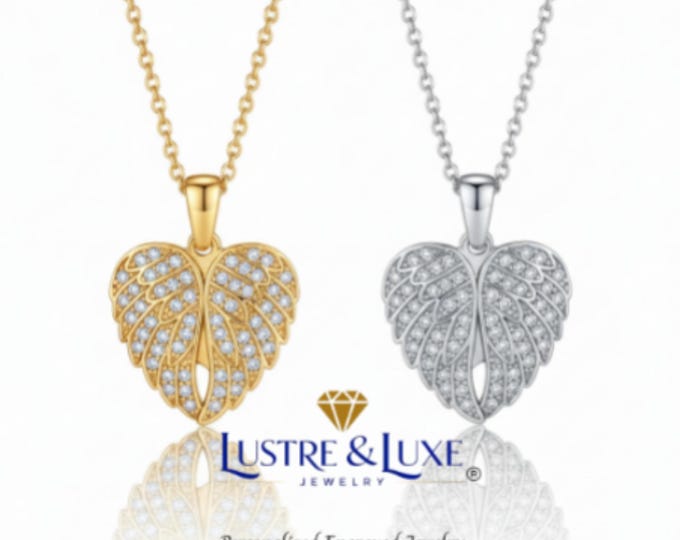 Pet Memorial Angel Wings Necklace, Custom Engraved Pet Loss Jewelry, Dog Cat Pendant