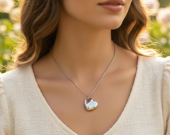 Heart Urn Necklace, Titanium Steel Cremation Pendant, Personalized Memorial Jewelry