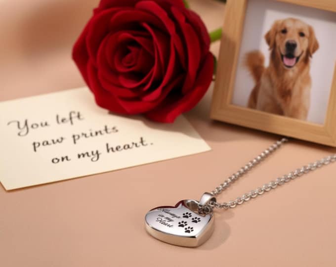 Personalized Pet Memorial Heart Urn Necklace – Titanium Steel Ashes Keepsake