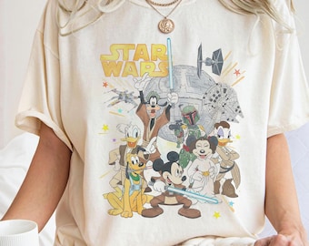 Vintage Disney Star Wars Shirt, May The 4th Be With You Disney Tee, Retro Mickey And Friends , Star Wars Day Tee, Family Matching Trip Tee