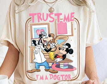 Retro Mickey and Goofy Dogtor Shirt, Funny Disney Doctor Tee, Comfort Colors Shirt, Nurse Appreciation Gift, Disneyland Family Trip Shirt
