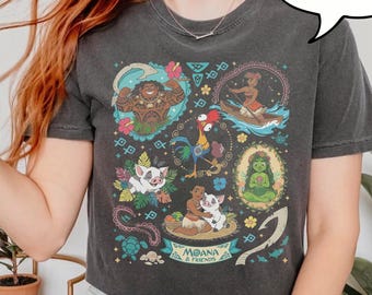 Comfort Colors Disney Moana & Friends Characters Shirt, Moana Princess Maui Pua HeiHei Tee, Moana Movie 2026, Disney Polynesian Village