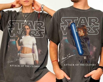 Retro Disney Star Wars Anakin Skywalker and Padme Couple Shirt, Anakin Padme Tee, Attack of the Clones, Disney Galaxy’s Edge Family Trip