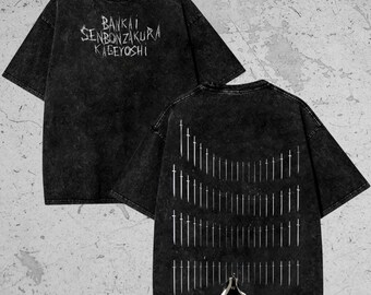 Byakuya Bankai Oversized Tee, Anime Vintage Washed T-Shirt, Dark Anime Graphic Shirt, Gift for Anime Fan