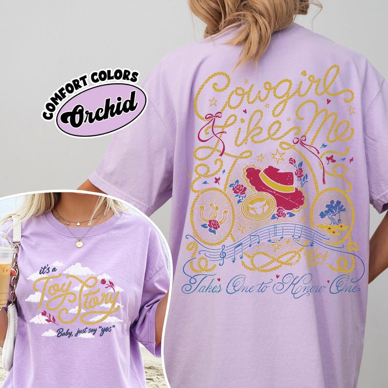 2-Sided Comfort Colors® Retro Toy Story Shirt, Cowgirl Like Me Comfort Colors Tee, Vintage Western Jessie T-Shirt, Front and Back Disney Tee image 5