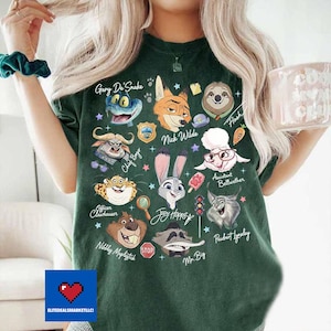 Watercolors Zootopia Characters Signature Shirts, Zootropolis Judy Hopps Nick Gary Nibbles Bogo Shirt, Disneyland Family Matching Shirt bild 5