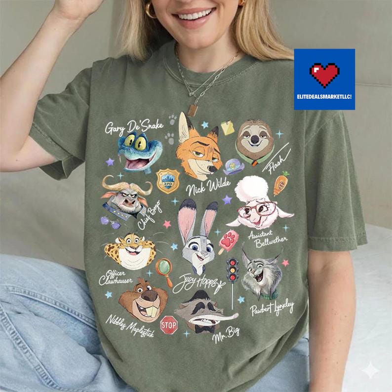 Watercolors Zootopia Characters Signature Shirts, Zootropolis Judy Hopps Nick Gary Nibbles Bogo Shirt, Disneyland Family Matching Shirt bild 7