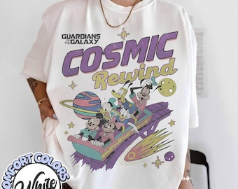 Retro Guardians Of The Galaxy Cosmic Rewind Png, Vintage Mickey and Friends Disney Ride Png, Disney Family Trip 2026 Vacation Png