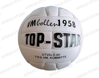 Retro Fußball 1958 - Klassischer Weißer Fußball WM Stil Gr. 5