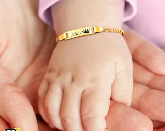 Gepersonaliseerde armband babynaam, niet-allergisch roestvrijstalen armband voor babydoop, aangepaste familiecadeaus jongen en meisje