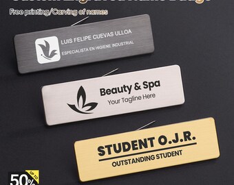 Custom Metal Badge, Stainless Steel Business ID Tag, Personalized Logo Name Plate, Badge Holder, Custom Pin, Custom Badge, Office Sign