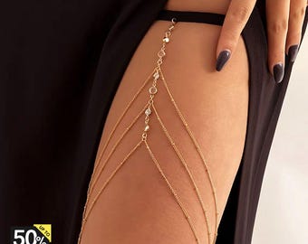 Thigh Chain, Leg Jewelry, Crystal Body Chain, Sexy Leg Chain for Women, Body Jewelry,Beach Jewelry, Boho Summer Festival Outfit, Thigh Chain
