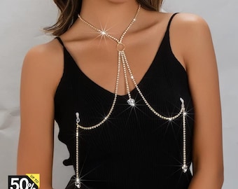 Lichaamsketting beha-sieraden, tailleketting, buikketting vrouwen, gouden lichaamssieraden, strandsieraden, festivaloutfit, kettingbeha, bruidsdouchecadeau,