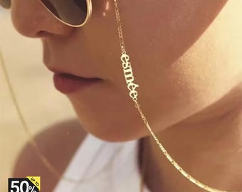 Custom Name Sunglasses Chain, Personalized Anti-Skid Lanyard for Women, Custom Jewelry Gift, Gold and Silver Color, Stainless Steel Jewelry