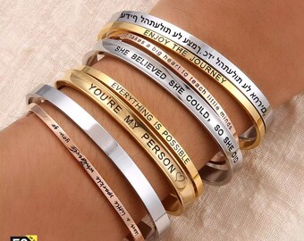 Gegraveerde naam manchetarmband voor mannen en vrouwen, mantra-armband, roestvrijstalen sieraden, unisex aangepaste armband, gepersonaliseerd cadeau voor H