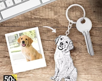Personalized Pet Photo Keychain, Custom Dog & Cat Keychain, Keychain, Custom Pet Portrait Jewelry Gift Pet Lover, Custom Keychain