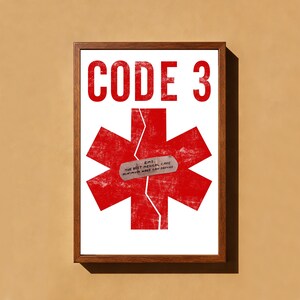 Code 3 Poster, Wall Art Decor, Vintage Inspired Movie, Film Poster, Minimalist Movie Posters, Canvas Print