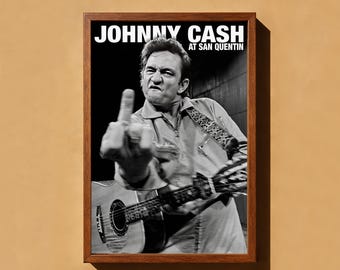 Johnny Cash, Music Fan Collectibles, Middle Finger, Vintage Photo Print, Music Wall Decor, Posters Gifts