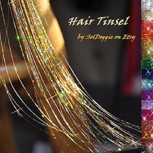 Hair Tinsel, 10 Long Strands for Festival Hair Accessory image 1