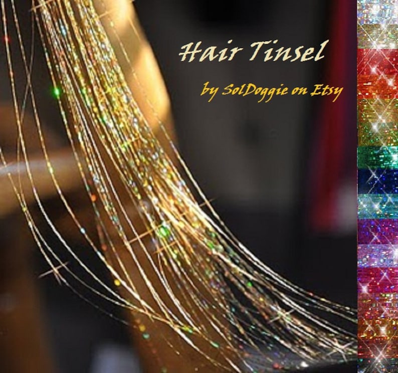 Hair Tinsel, 10 Long Strands for Festival Hair Accessory image 1