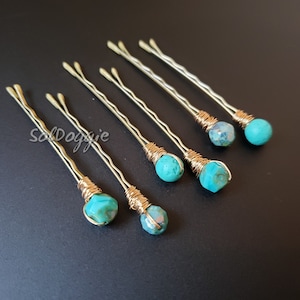 Bobby Pins Aqua Hair Pins Beaded Hair Pins Boho Accessories Green Turquoise Hair Pins Wedding Accessories Bridal Hair