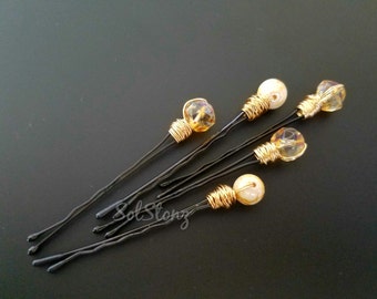 Beaded Hairpins Gift for Her Wedding Hair Accessories White Hairpins Beaded Hair Pins Bobby Pins