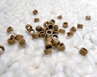 Crimp Beads, Micro Links, Screw Type Hair Beads, LIGHT OR DARK Brown Qty 30
