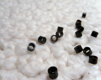 Crimp Beads, Micro Links, Black, Qty 30