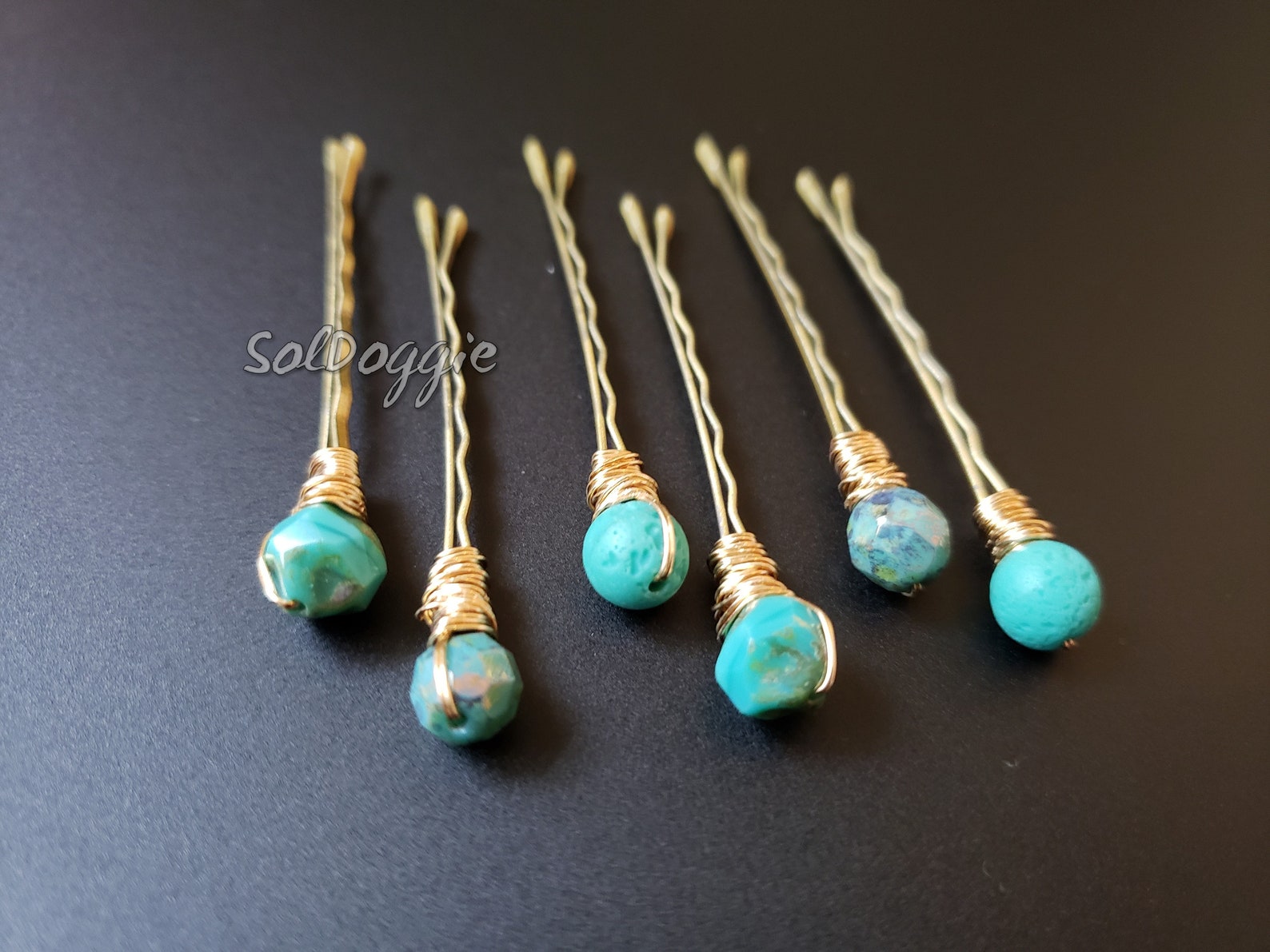 Bobby Pins Aqua Hair Pins Beaded Hair Pins Boho Accessories Etsy