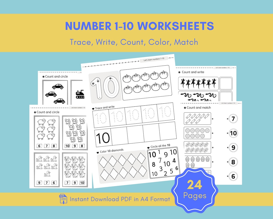 Number 1-10 Counting and Writing Worksheet | Printable Number Tracing ...