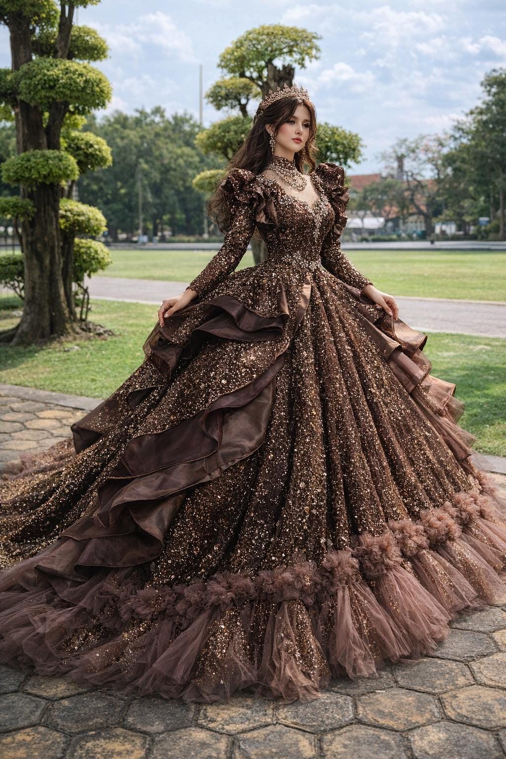 brown velvet dress for wedding Chocolate Evening Gown length single lining for White Bachelorette Dress - ROMANTIC-GOTH Make a choice:Size 4