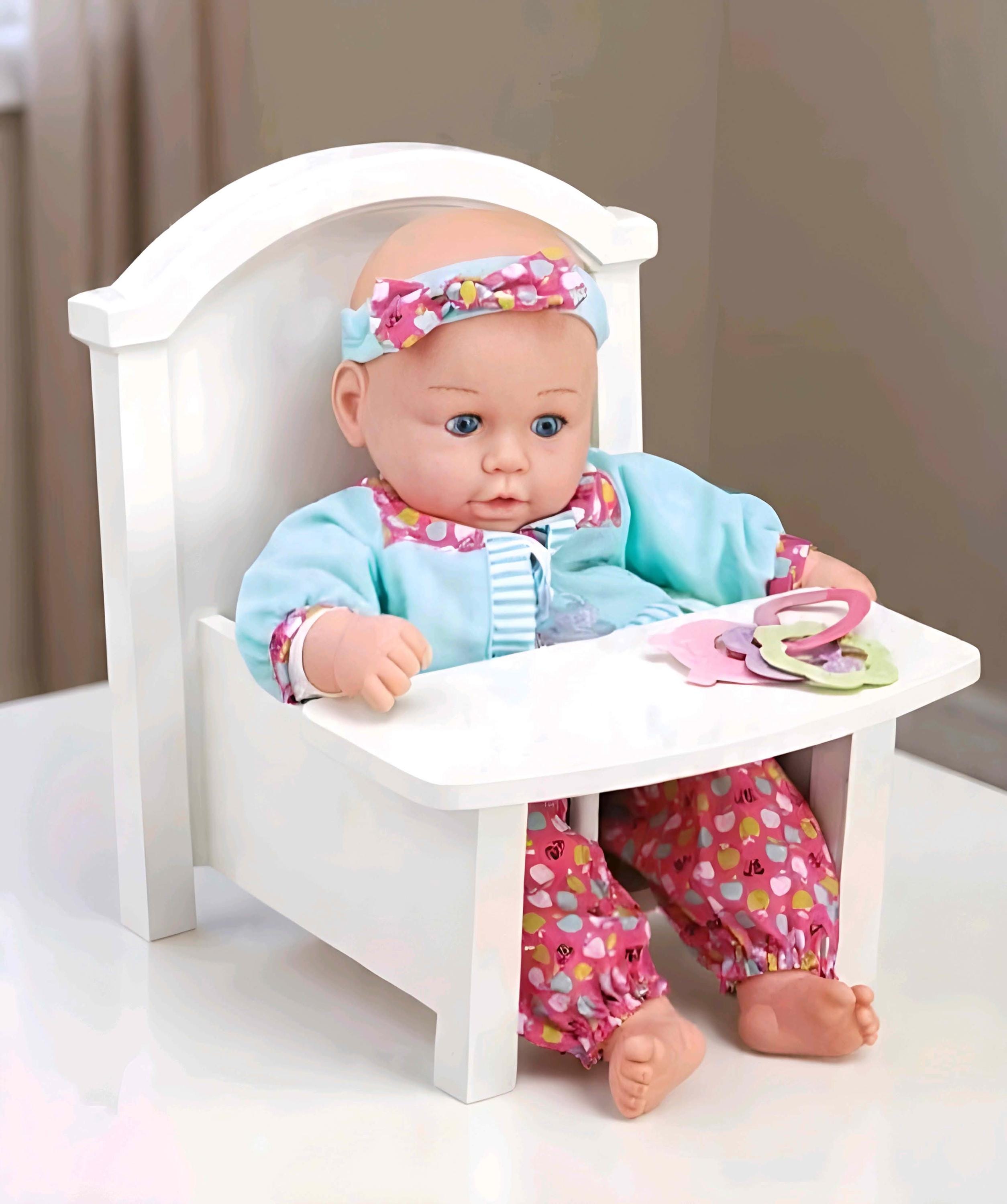 Chaise Haute Pliable Pour Poupée 45 Cm – Avec Plateau Et Housse Lavable – Motif Fleurs – Dès 3 Ans