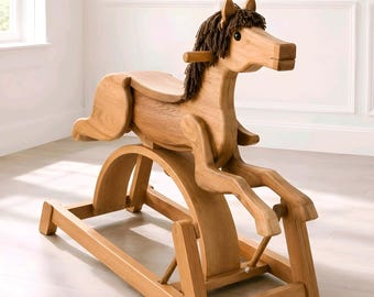 Projeto de Cavalo de Balanço DIY em Madeira (PDF) | Plano para Construir um Cavalo de Balanço Infantil | Projeto Clássico de Cavalo de Balanço para Quarto de Bebê