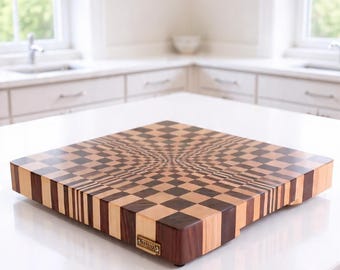Patroon optische illusie Houten snijplank Plannen | Sjabloon voor DIY-snijplank | Houtbewerkingsplan pdf