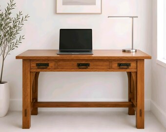 Handwerker Stil Bibliothek Schreibtisch Holzbearbeitungspläne | Mission Schreibtisch DIY zum Selberbauen