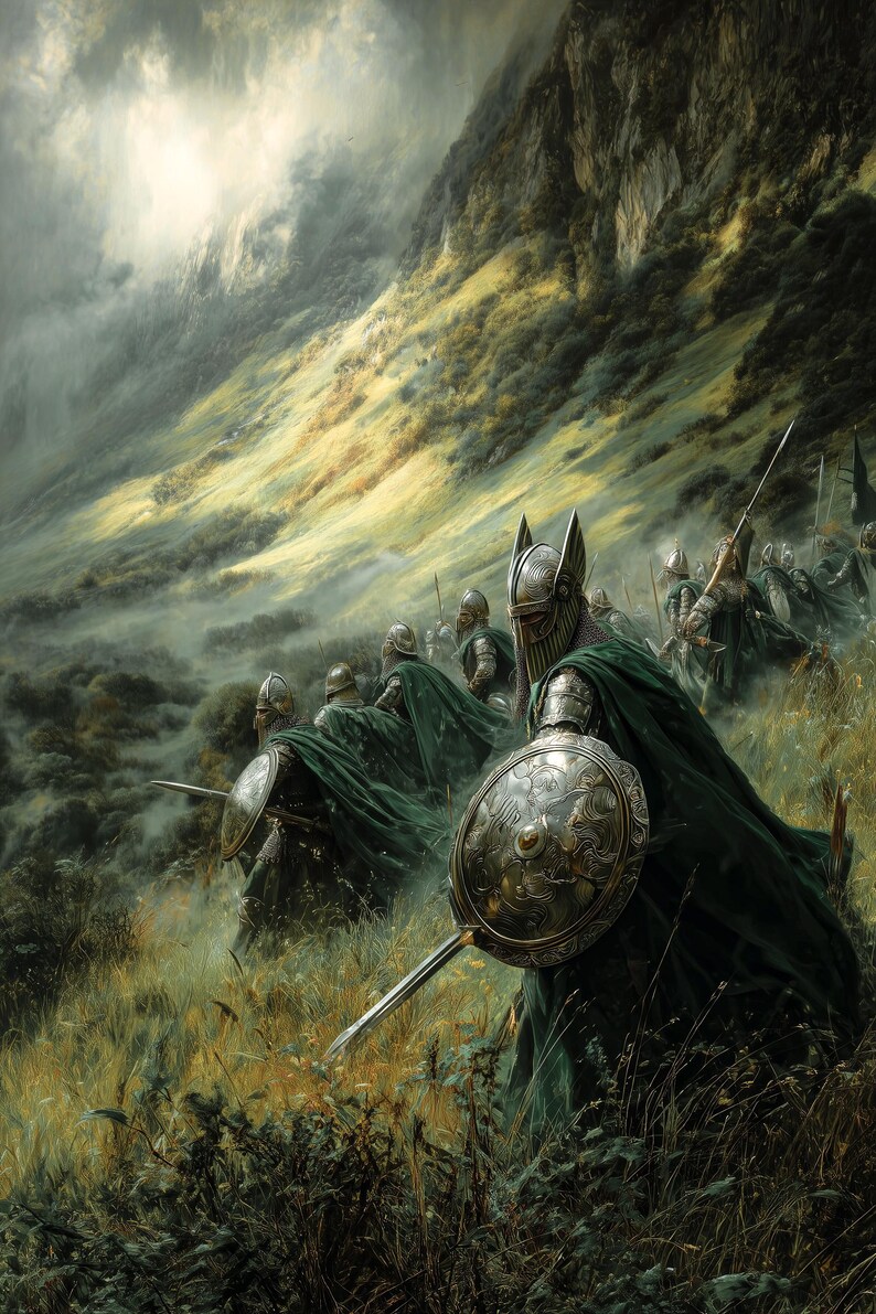 Green Hills Infantry Art, Emerald Garrison Soldier Print, Highland ...