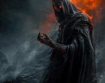 Dark Lord Armor Art, Epic Fantasy Digital Print, Ancient Evil Villain Wall Art, Dark Fantasy Home Decor, Instant Download 4K Poster