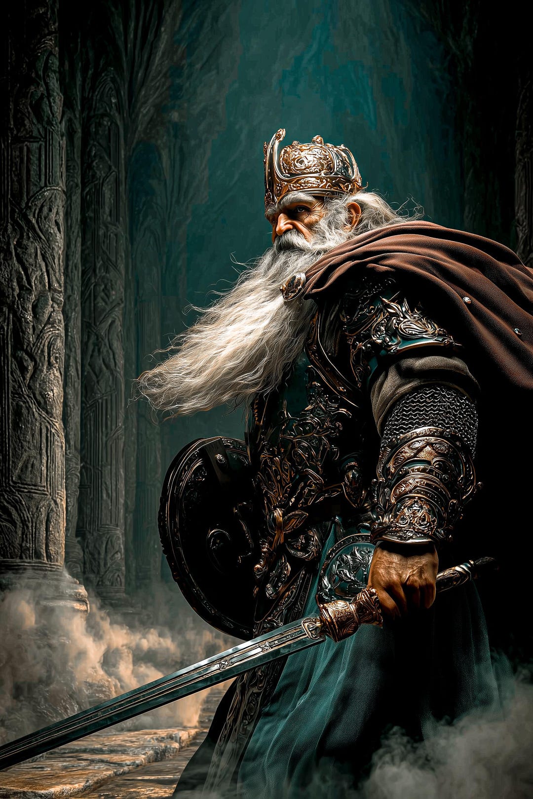 Mountain Crown Sovereign Art, Dwarf King of the Deep Print, Ancient ...