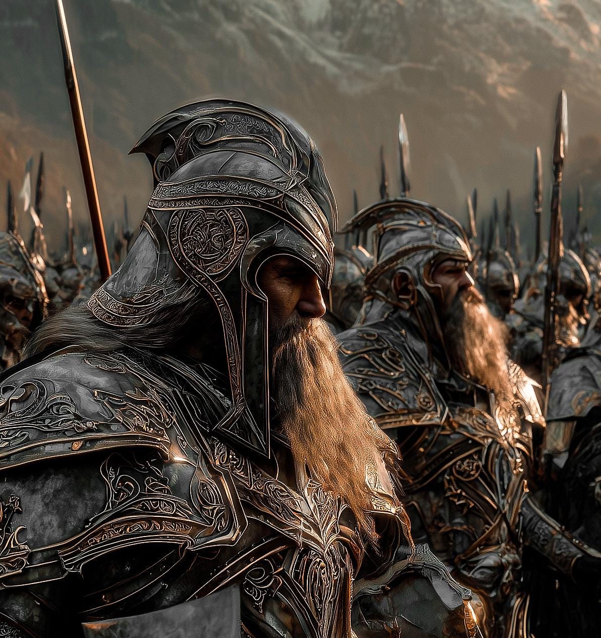 Iron Mountain Dwarf Legion Art, Dwarven Infantry Battle Print, Heavy ...