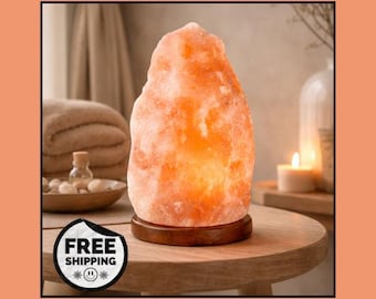 Himalayan Pink Salt Lamp Hand-Carved | Natural Rock Decor