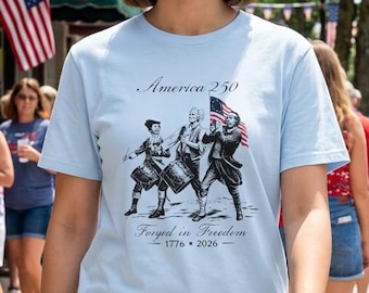 Camiseta "Espírito dos 250 Soldados Revolucionários Americanos de 1776-2026" | Camiseta Patriótica EUA 4 de Julho