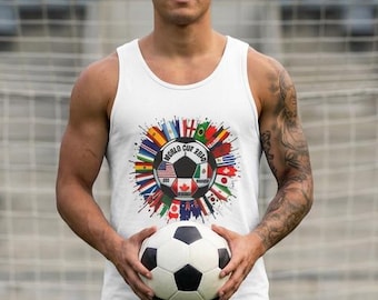 Regata com estampa de bandeiras internacionais da Copa do Mundo de Futebol de 2026 | Design de bandeira internacional de futebol | Presente perfeito para fãs da FIFA